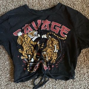 Cropped top w/ adjustable tie strings